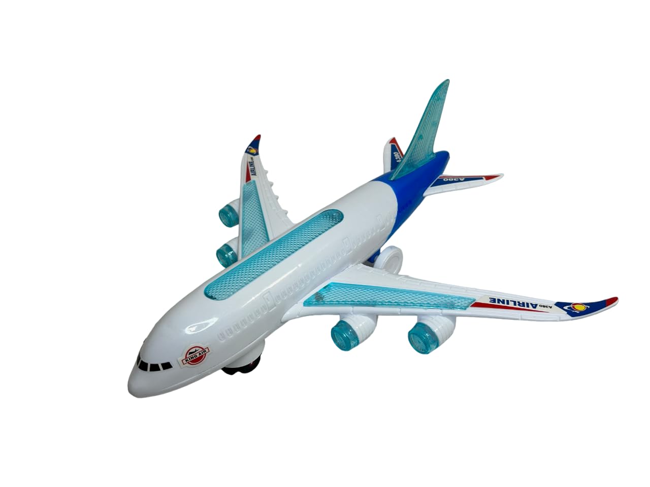 Generic Jumbo Jet Samolot zabawka ze światłami, dźwiękami i ruchem - kompatybilny z Airbus 380 Boeing - 30 cm - unisex dzieci 3+