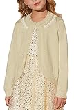 GRACE KARIN Girl Open Front Sweater Cropped Long Sleeve Sparkle Cardigans Knit Tops Bolero Shrug for Dress,Gold,5T