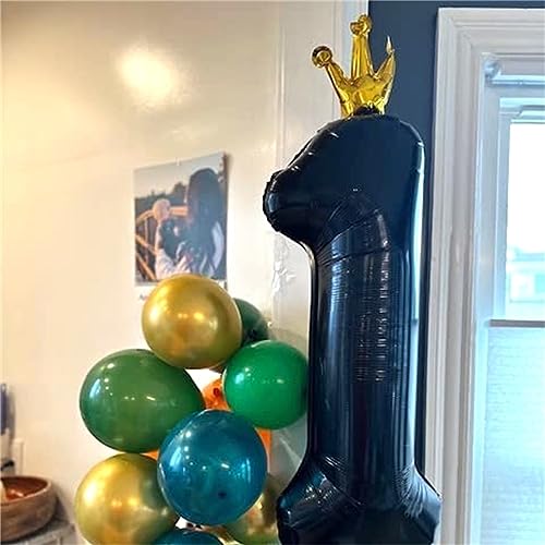 Image of Crown Number Balloons 4 for Kids, Large Black Number Balloon 0-9 Set, Foil Helium Self Inflating 40 Inch Balloons for Girls 4th Birthday Party Decor Anniversary Party Decoration Boys Supplies