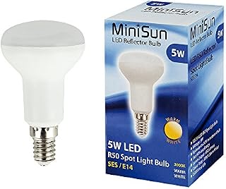 MiniSun Pack of 2 5w SES E14 R50 Reflector Energy Saving LED Spotlight Bulbs [3000K Warm White]