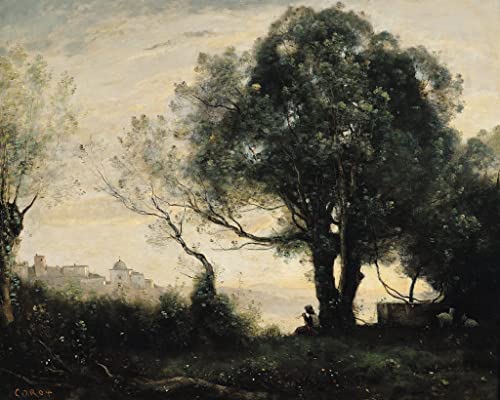 Affiche toile Castel Gandolfo Corot 60x90cm pour décoration murale salon