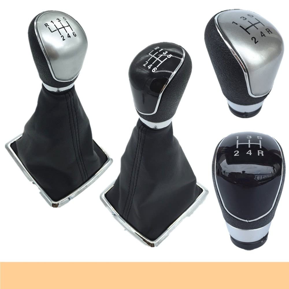 5/6-biegowa ręczna gałka zmiany biegów samochodu osłona bagażnika dla Forda dla Focus MK2 FL MK3 dla Fiesta MK7 dla KUGA C-MAX S-MAX (kolor: 5-biegowa czarna gałka) (5-biegowa czarna gałka)