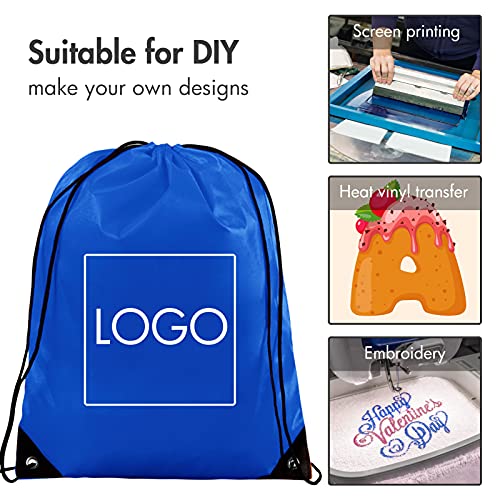 IKAYAS 6Pcs Drawstring Bags Bulk Blue Drawstring Backpack, String Backpack Cinch Sack Sport Gym Backpack Bags for Yoga Traviling Outdoor Sports3