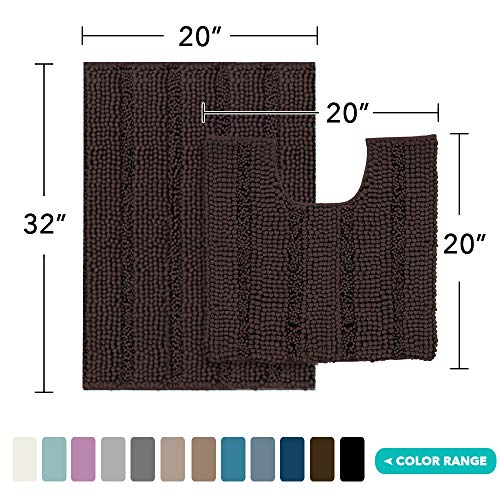 Image of Turquoize Chenille Bathroom Rugs Set Non-Slip Bath Mats for Bathroom Super