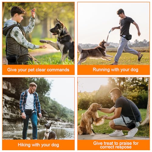 Aomig Leckerlibeutel für Hunde 3Pcs Hundeleckerli mit Trainingsklicker Gürtel Tasche Hundetraining Bauchtasche Gassitasche Futterbeutel Hunde Gassigehen Hundetraining Silikon Trainingstasche Schwarz