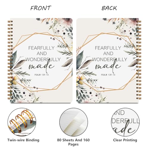 Image of MQBMQB 2Pcs Boho Floral Religious Spiral Notebooks for Women, Notebook College Ruled, Bible Verse Notebook Travel Journal for Writing, Flower Diary Christian Gifts for Women, A5(8.3x5.8inch)