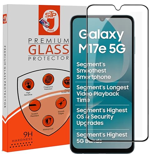 Image of STP FEEL Premium Tempered Glass Screen Protector Guard Compatible For Samsung Galaxy M17e 5G (6.7 Inch, Pack of 1) | Edge to Edge Coverage With Easy to installation kit for Smartphone
