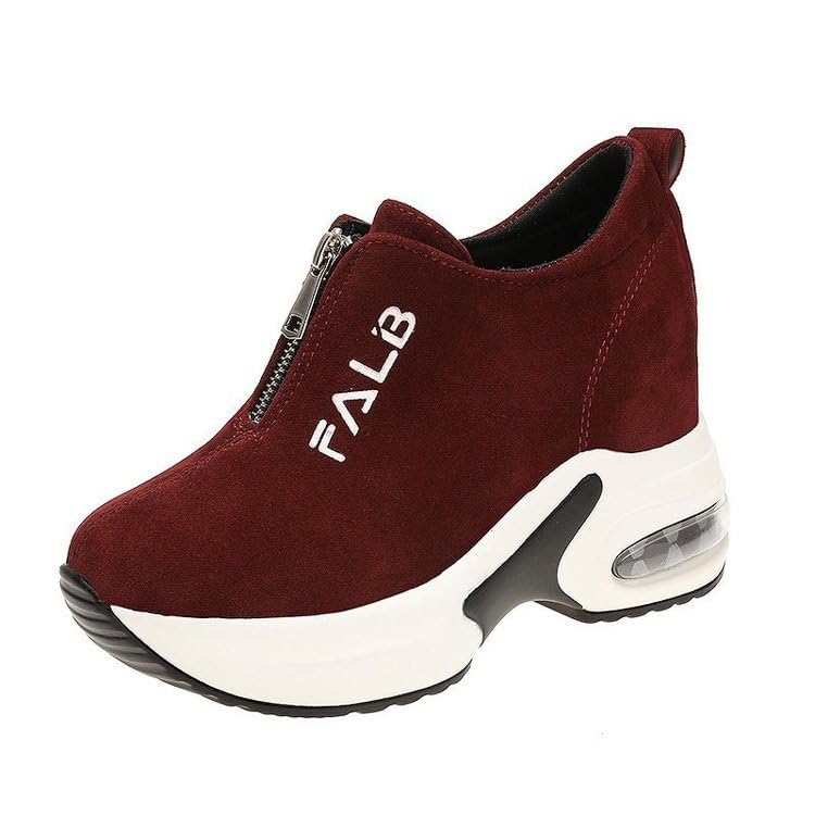 Women's Casual Shoes with Thick Inner Heel and Zipper, Fashionable and Sporty Shoes