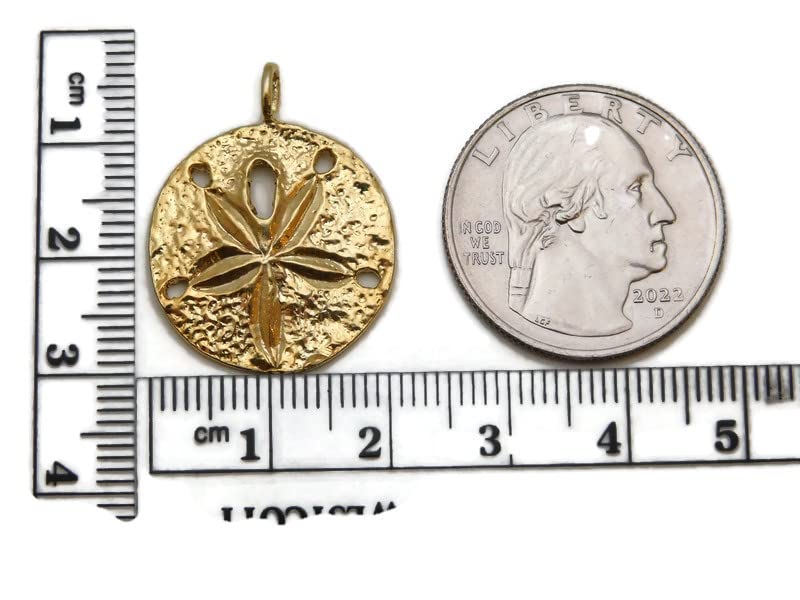 Miniatura 2 de 14k Yellow Gold Sand Dollar Large Pendant Charm