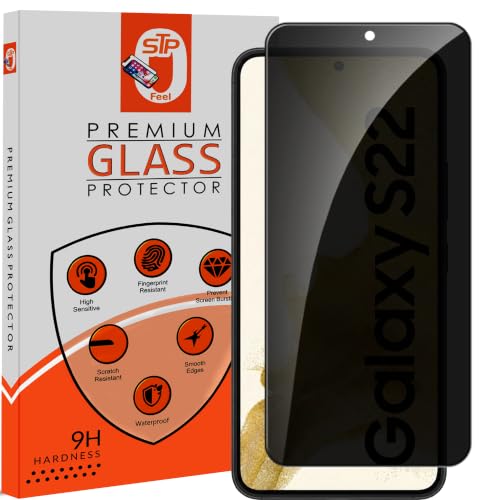 Image of STP FEEL Premium Grade Privacy Tempered Glass Screen Protector Compatible For Samsung Galaxy S22 / Galaxy S23 (6.1 Inch, Pack of 1) Full Edge to Edge Coverage Anti-Spy /Anti-Peeping 9H Hardness