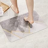 Sartenes, toallas y más: 10 ofertas de hogar en Amazon que no puedes perderte 1 Moncloa Anjee Alfombra de Baño Antideslizante 45x75cm, Alfombra de Baño de Tierra de Diatomeas Tres Capas Super Absorbente para Baño, Sala de Estar, Alfombra de Baño Lavable Geometría Gris