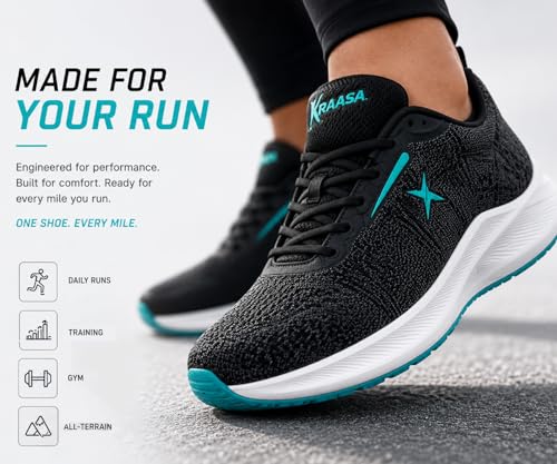 Image of Kraasa Men's Running Shoes | Breathable Mesh Upper | Lightweight Phylon Sole | Cushioned EVA Insole | Comfortable Sports & Casual Sneakers for Gym, Walking & Daily Use