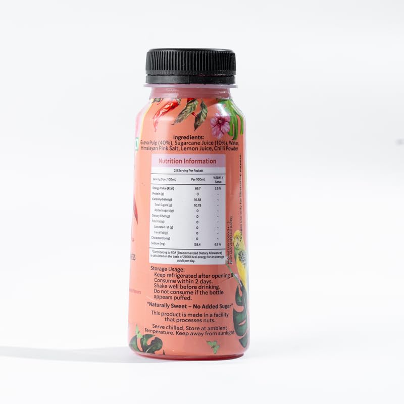 Image of Rus Organic Guava Juice | Cold-Pressed & Natural | No Added Sugar or Preservatives | Rich in Antioxidants | Refreshing Guava Fruit Drink | Pack of 8 (250ml Each) | Travel Juice | Real Guava