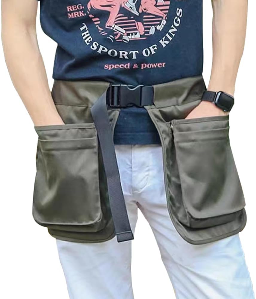 Grembiule da addestramento per cani, con tasche staccabili e cintura regolabile, tasche in vita, per donne e uomini (verde)