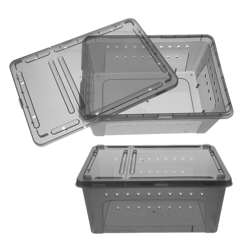 GALPADA 2Pcs Reptile Feeding Box with Ventilation Spider Enclosure Durable Habitat Case for Small Pets Geckos and Tarantulas 10.2X7X4.3 Inch Reptile Breeding Container