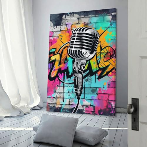 Impression sur toile microphone décoration murale maison tableau 50x75 - 3