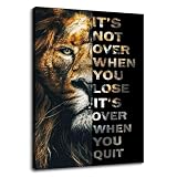PJQART Lion Quote Canvas Wall Art, Never Quit Motivational Office Decor
