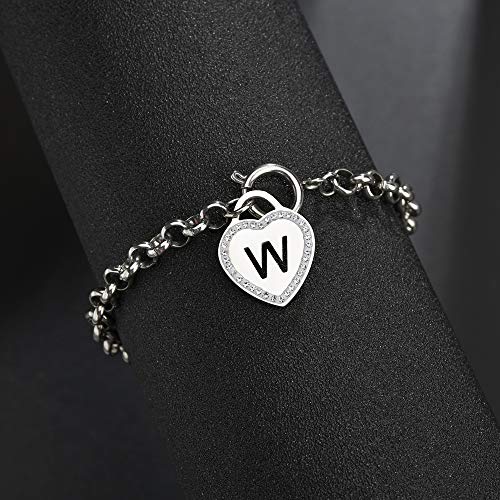 Image of CaleesLLC Letter A to Z Initial Charm Bracelet Adjustable Stainless Steel Anklet Personalized Wrist Link for Women