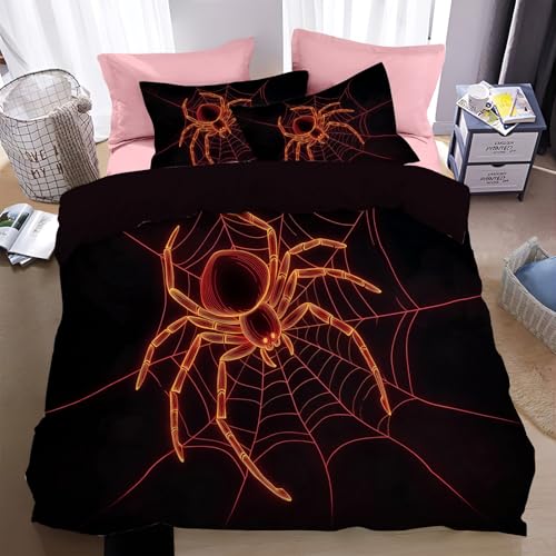 Housse de couette araignée orange néon imprimé Halloween en microfibre douce - 2
