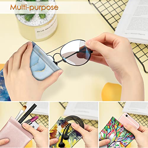 Image of FINTIE Soft Eyeglasses Case with Cleaning Cloth, Portable Squeeze Top Vegan Leather Glasses Pouch, Sunglasses Eyewear Bag