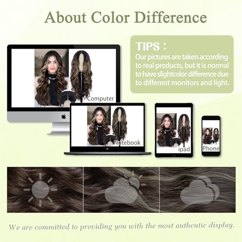 Image of NAYOO Brown Wig for Women,26 Inch Lace Hairline Middle Part Synthetic Wig