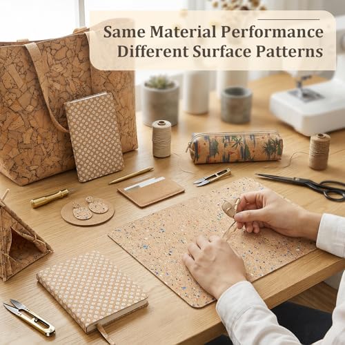 Image of SorenCut Patterned Cork Fabric Roll 12.8 x 54 Inch - White Daisy Print Cork Leather Fabric with Flexible Backing for DIY Crafts, Earrings, Bags, Wallets & Handmade Accessories