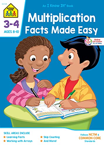 School Zone - Multiplication Facts Made Easy Workbook - 32 Pages, Ages 8 to 10, 3rd Grade, 4th Grade, Multiplication Tables, Factors, Common Core, and More (School Zone I Know It!Â® Workbook Series)