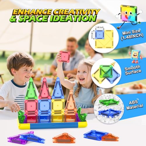 Image of Mini Magnetic Tiles Travel Set STEM Educational Toys for Boys & Girls 3-8