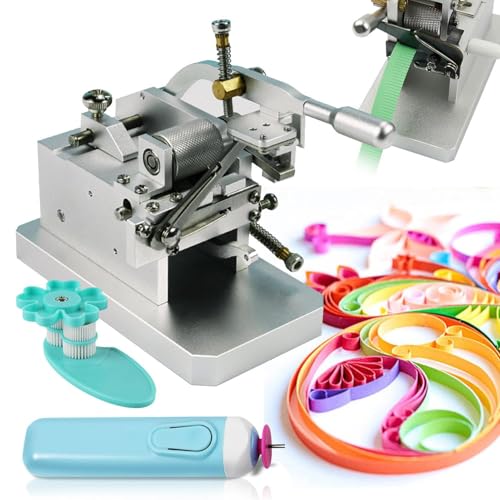 Kit per quilling di carta con penna elettrica e taglierina per frange, larghezza frangia regolabile, set di strumenti fai da te per laboratori d'arte e uso domestico