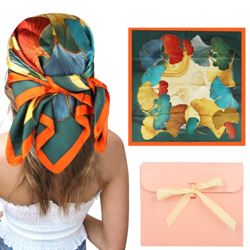 Image of SANNIDHI Silk Like Head Scarf for Women Stylish Vintage Hair Scarf Floral Print Square Bandana Gift