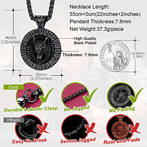 FaithHeart Norse Viking Wolf Pendant Necklace for Men/Women, Stainless Steel/18K Gold Plated Nordic Vikings Stuff Jewelry with Gift Packaging4
