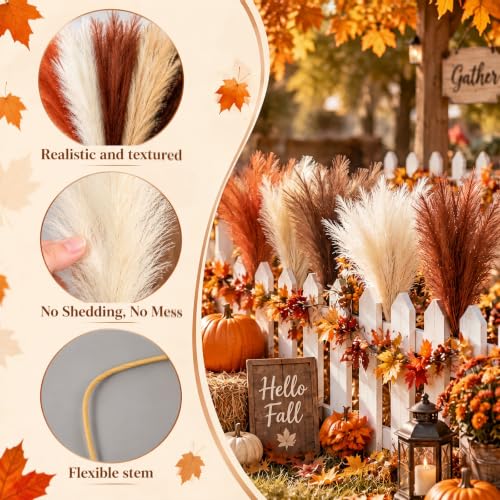 90 Pcs Faux Pampas Grass Bulk for Thanksgiving Fall Decor - Image 3