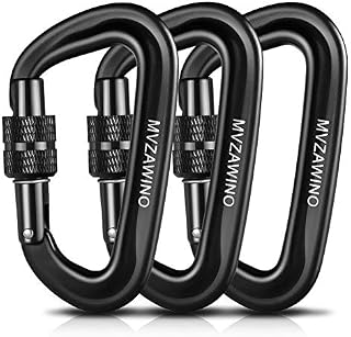 MVZAWINO Locking Carabiner Clips, 12KN/2697lbs Carabiners Heavy Duty, 3 Pack, Aluminium Ultra Sturdy