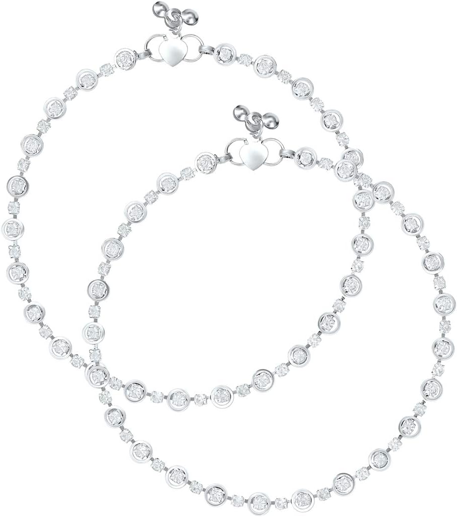 NakabhIndian Traditional Ethnic Golden Silver Plated Pair of Payal Anklet Foot Jewellery for Womens and Girls (Design 1)