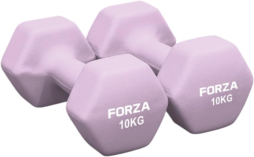 FORZA Neoprene Hex Dumbbells | Pair of Dumbbells with Non-Slip Grip – Ergonomic Design for Strength Training & Home Workouts – Available in Multiple Weight Options