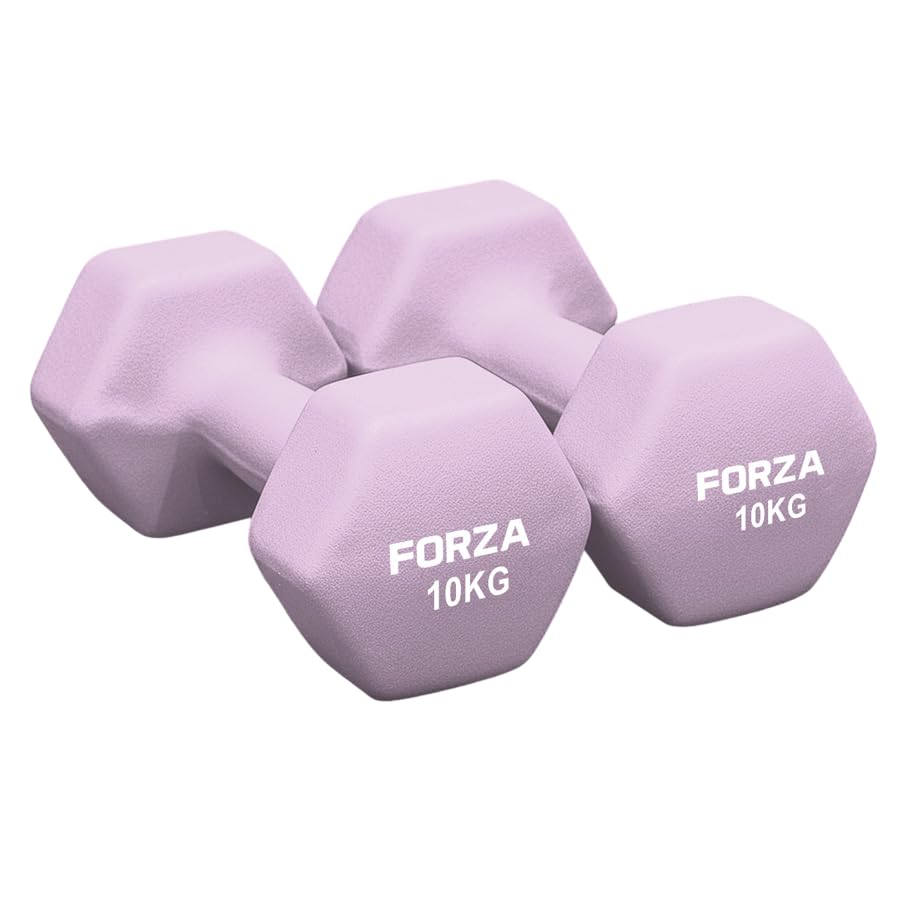 FORZA Neoprene Hex Dumbbells | Pair of Dumbbells with Non-Slip Grip – Ergonomic Design for Strength Training & Home Workouts – Available in Multiple Weight Options