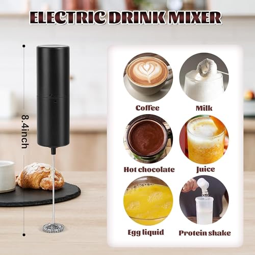 Image of BEYOND BASIC Mini Coffee Milk Egg Beater Electric Foam Hand Blender Mixer Classic Sleek Design Froth Whisker Latte Maker for Milk,Coffee, Beater,Juice,Cafe Latte,Cappuccino (2)