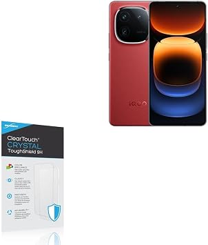 BoxWave Screen Protector Compatible with iQOO 12 - ClearTouch Crystal ToughShield 9H 2-Pack, Clear 9H Tough Flexible Film Screen Protector
