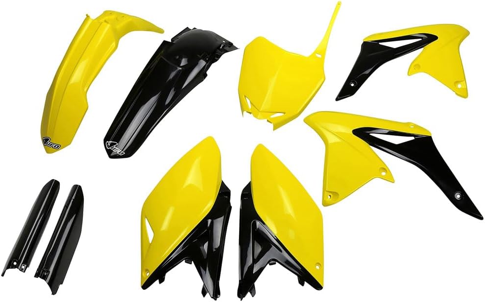 UFO Plast Full Plastic Kit Yellow/Black Compatible with Suzuki RMZ250 2010-2018