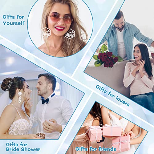 Bonuci 4 Pairs Bride and Mrs Earrings Set Mrs Bride Letter Dangle Earring Acrylic Wedding Earrings for Brides Handmade Bridal Fun Statement Jewelry for Women Bridesmaid Party Gift Accessories4