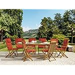 Gartenset Akazienholz ausziehbar Hellbraun & Rot
