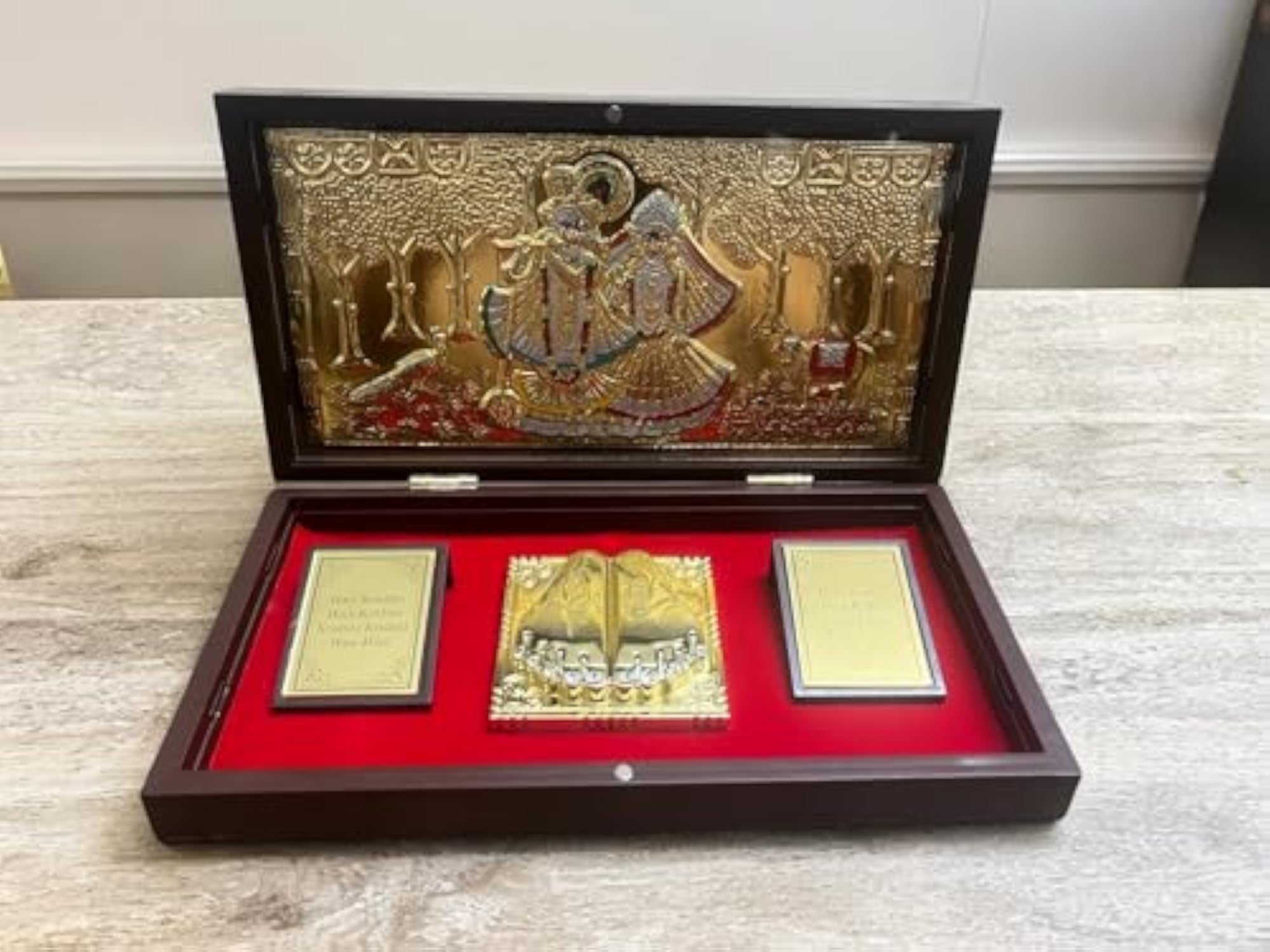 24k Gold Plated Radhakrishnan Charan Paduka Pooja Box