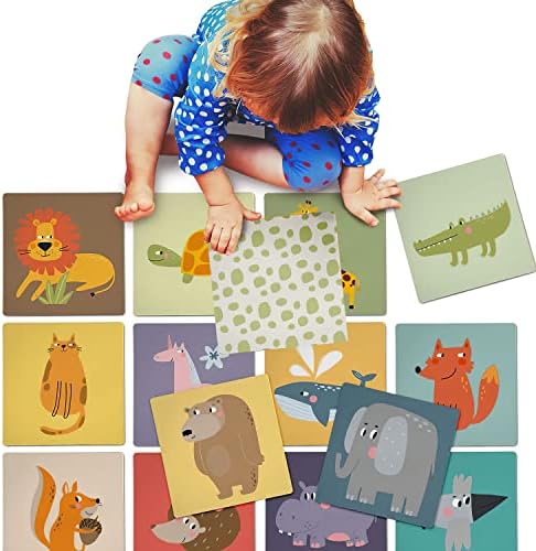 all Kids United® XXL Memory Spiel, 36 Jumbo Tierkarten 16x16 cm ab 2 | Fördert spielerisch Konzentration, knickfest laminiert für Kinderhände, Memo² Gedächtnisspiel, Lernspiel inkl