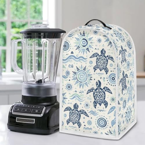 Image of Talayituse Bohemian Sea Turtle Print Blender Dust Cover, Fingerprint Protection Cover for Stand Mixer or Coffee Machine, Home Kitchen Appliance Covers for Stain Dust Resistant Supplies