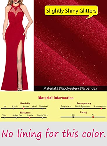 Image of VFSHOW Womens Formal Halter Keyhole Back Prom Gala Maxi Dress Evening Gown | Sexy Illusion Sweetheart Neck, High Slit, Wedding Guest, Applique, Twist Front Mermaid Dresses