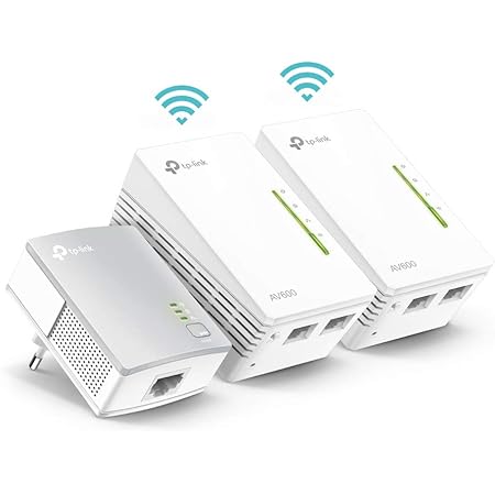 TP-Link TL-WPA4220T KIT AV600 WLAN N300 WiFi Powerline (max. 600Mbit/s Powerline, max. 300Mbit/s WLAN 2,4GHz, Plug und Play, kompatibel zu allen Powerline Adaptern, 3-Teilig) weiß