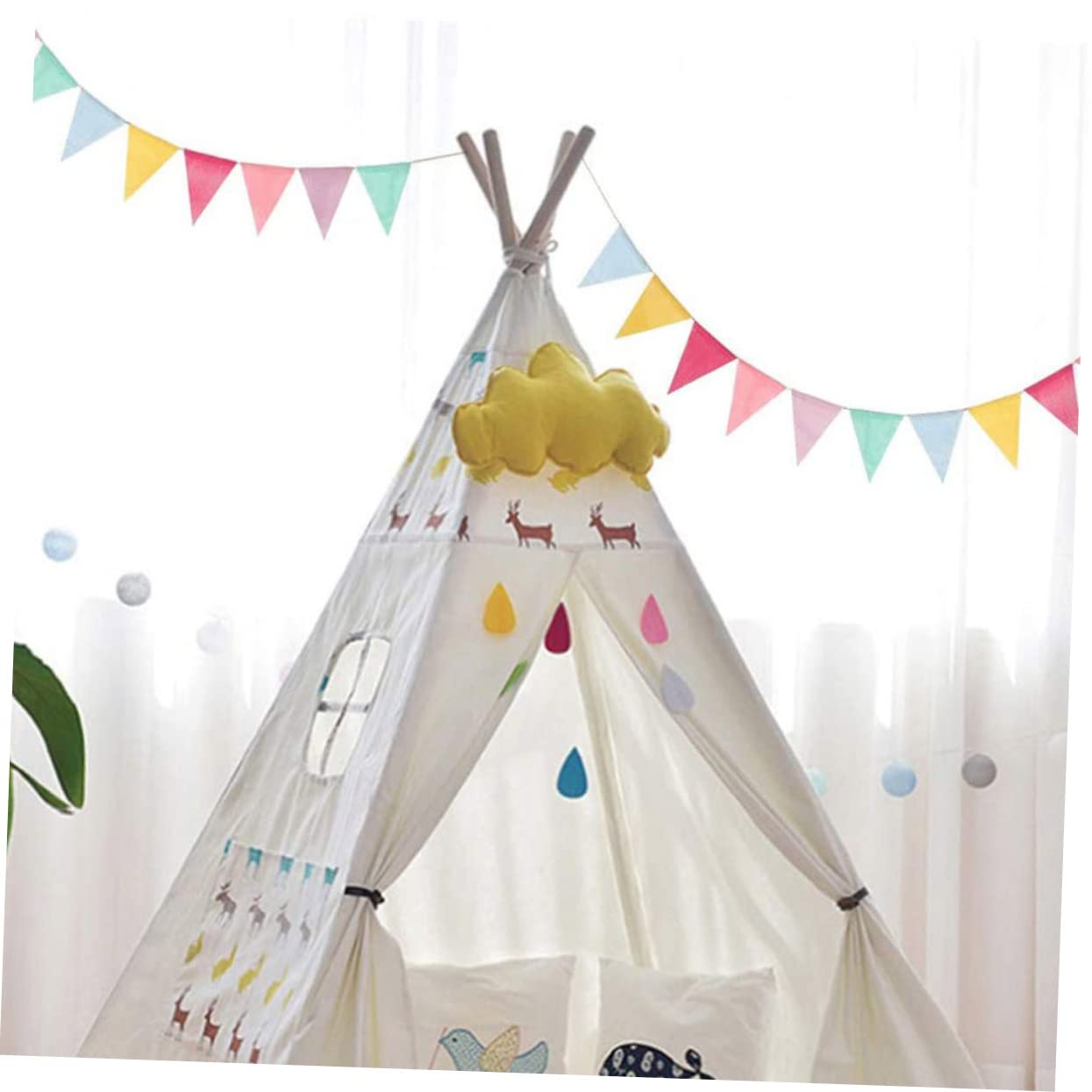 PRETYZOOM 4pcs Burlap Triangle Banner Rope Colorful Linenette Flag for Party Decorations