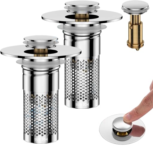 Bonde De Lavabo Bondes De Lavabo Universelles - Lot De 2 - Pop-up Avec Filtre Cheveux - Pour