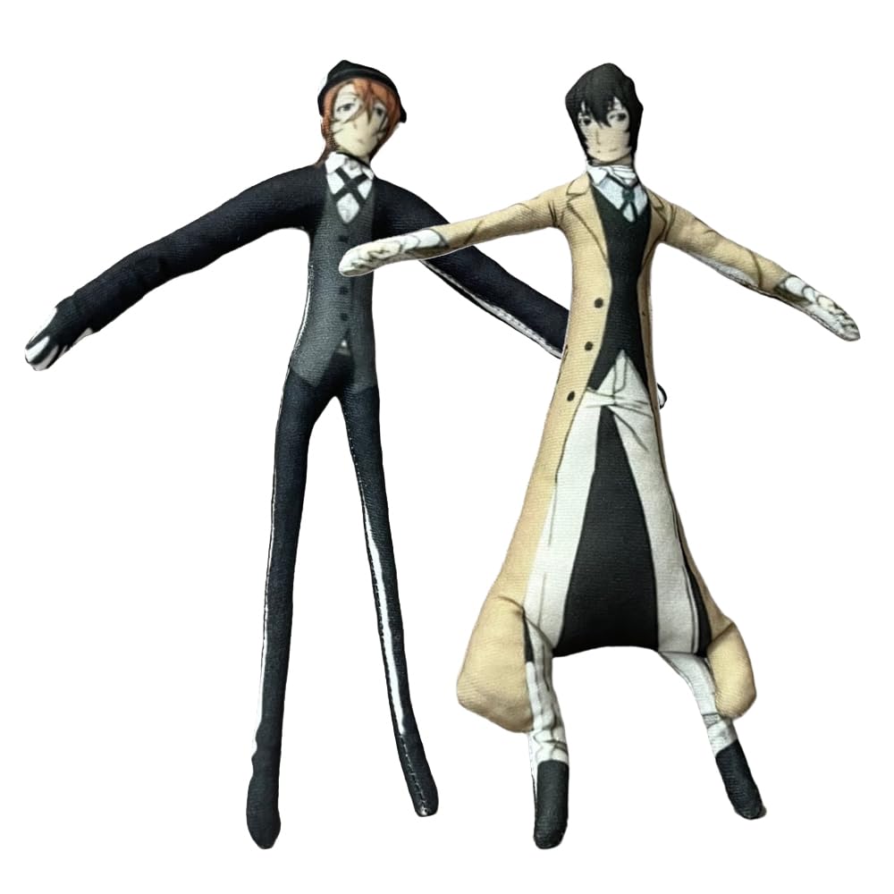 Zhongkaihua BSD Plush Nakahara Chuuya and Dazai Osamu Figure Anime Soft Stuffed Twistable Funny Pillow Throw Decorations Collectibles Gifts 28CM โ image 1