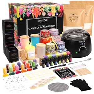 SAEUYVB Candle Making Kit with Hot Plate Full Set – for Adult – DIY Starter Soy Candle Making Supplies – Perfect as Home Decorations